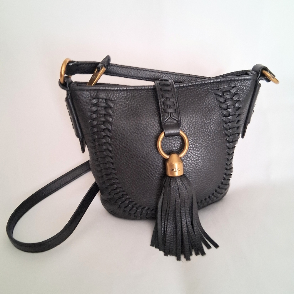 Lauren Ralph Lauren Black Leather Crossbody Bag Vintage